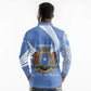 Somalia Long Sleeve Polo Shirt with Coat of Arms One Star One Nation Blue White Spirit