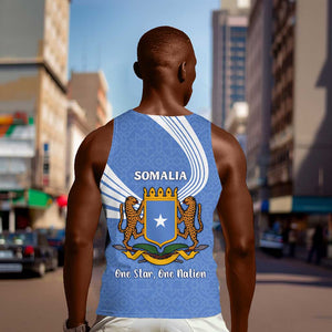 Somalia Men Tank Top with Coat of Arms One Star One Nation Blue White Spirit
