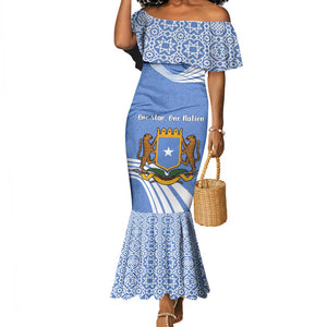 Somalia Mermaid Dress with Coat of Arms One Star One Nation Blue White Spirit