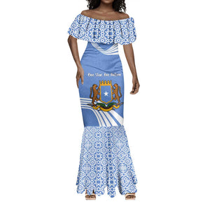 Somalia Mermaid Dress with Coat of Arms One Star One Nation Blue White Spirit