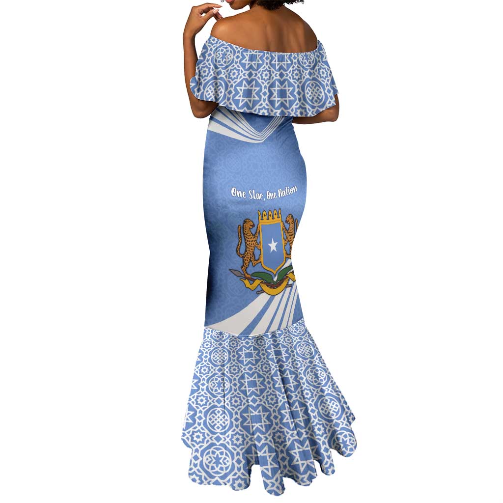 Somalia Mermaid Dress with Coat of Arms One Star One Nation Blue White Spirit