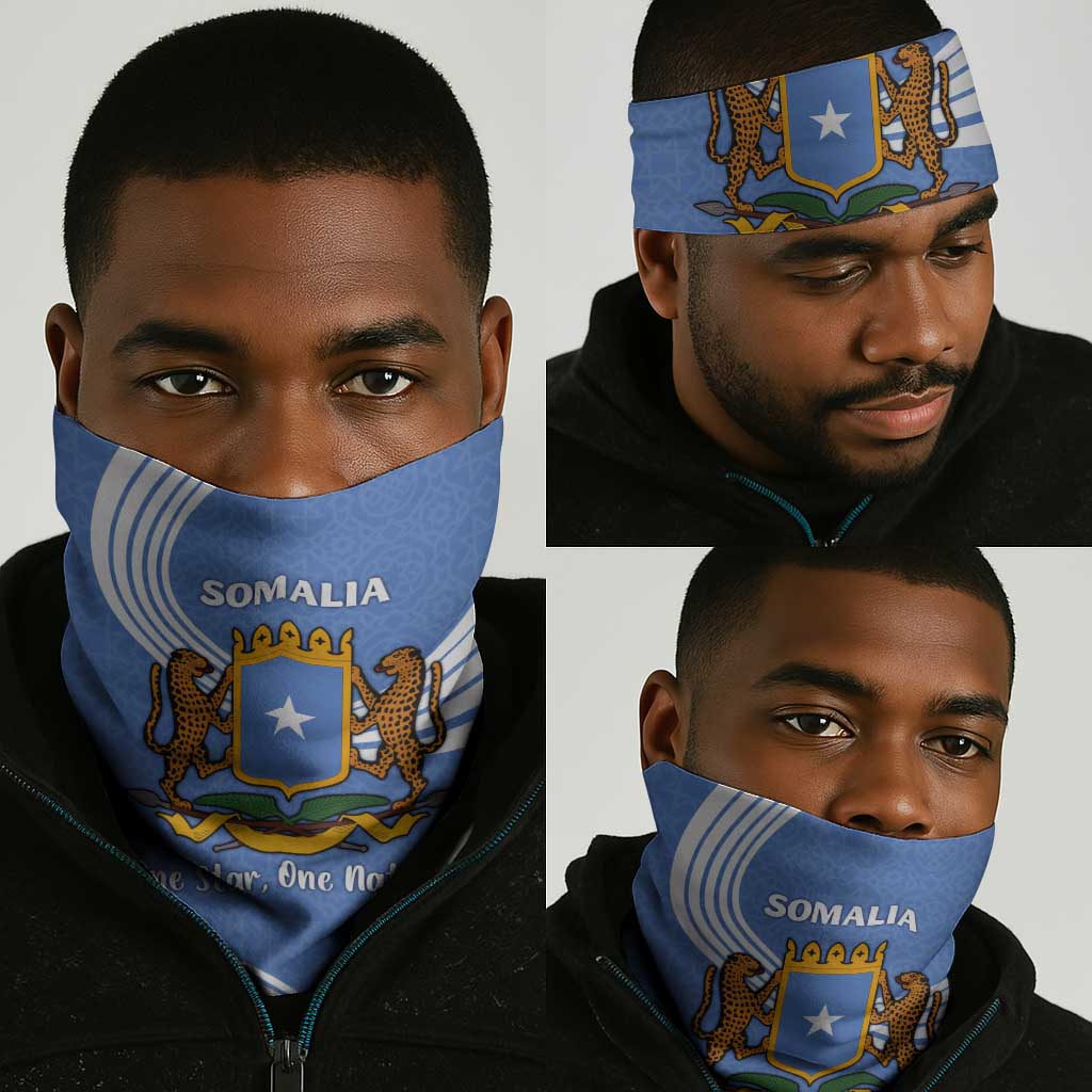Somalia Neck Gaiter with Coat of Arms One Star One Nation Blue White Spirit - African Pride