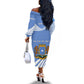 Somalia Off The Shoulder Long Sleeve Dress with Coat of Arms One Star One Nation Blue White Spirit