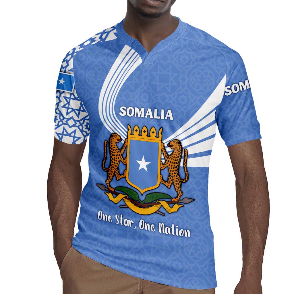 Somalia Rugby Jersey with Coat of Arms One Star One Nation Blue White Spirit