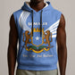 Somalia Sleeveless Hoodie with Coat of Arms One Star One Nation Blue White Spirit - African Pride