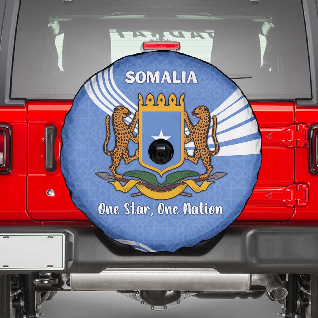 Somalia Spare Tire Cover with Coat of Arms One Star One Nation Blue White Spirit