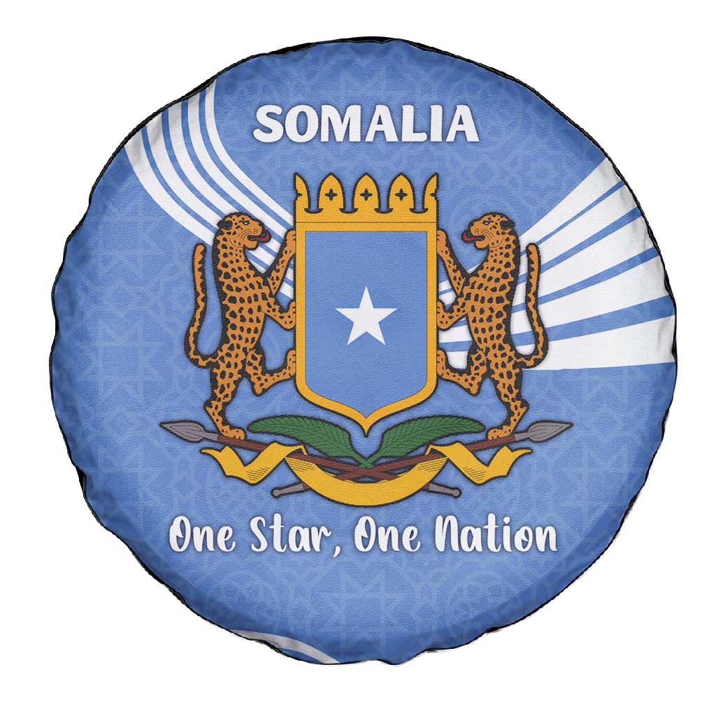 Somalia Spare Tire Cover with Coat of Arms One Star One Nation Blue White Spirit