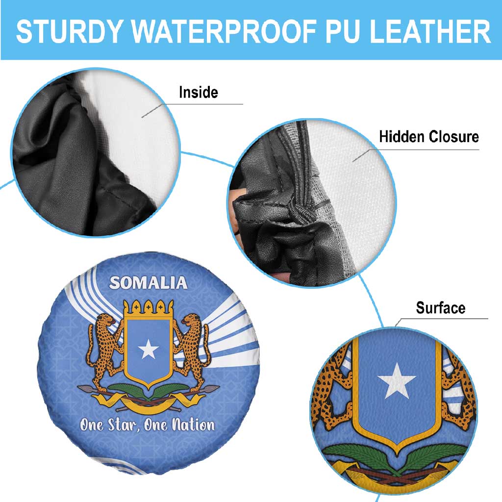 Somalia Spare Tire Cover with Coat of Arms One Star One Nation Blue White Spirit