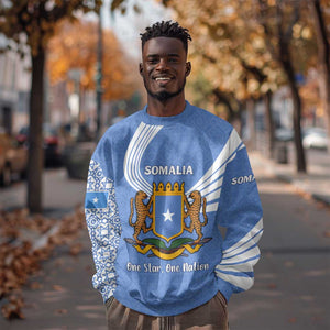 Somalia Sweatshirt with Coat of Arms One Star One Nation Blue White Spirit