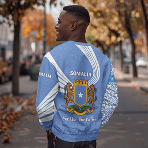 Somalia Sweatshirt with Coat of Arms One Star One Nation Blue White Spirit