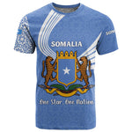 Somalia T shirt with Coat of Arms One Star One Nation Blue White Spirit
