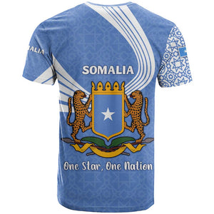 Somalia T shirt with Coat of Arms One Star One Nation Blue White Spirit