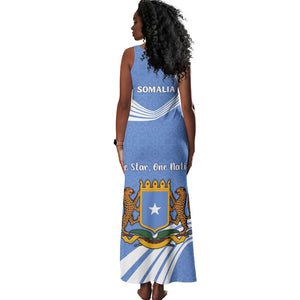 Somalia Tank Maxi Dress with Coat of Arms One Star One Nation Blue White Spirit