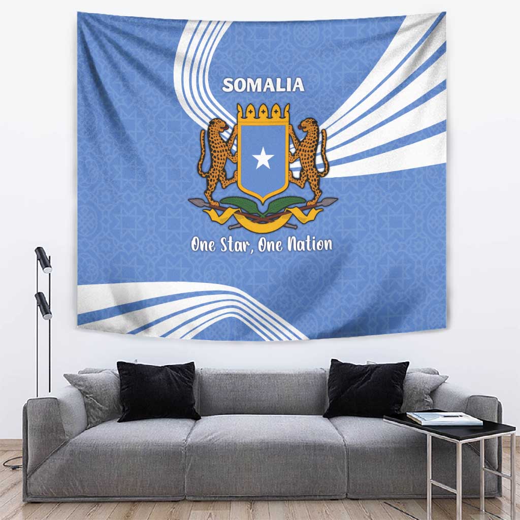 Somalia Tapestry with Coat of Arms One Star One Nation Blue White Spirit