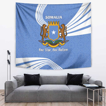Somalia Tapestry with Coat of Arms One Star One Nation Blue White Spirit