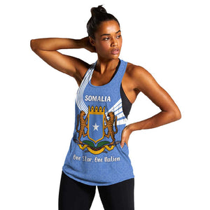Somalia Women Racerback Tank with Coat of Arms One Star One Nation Blue White Spirit