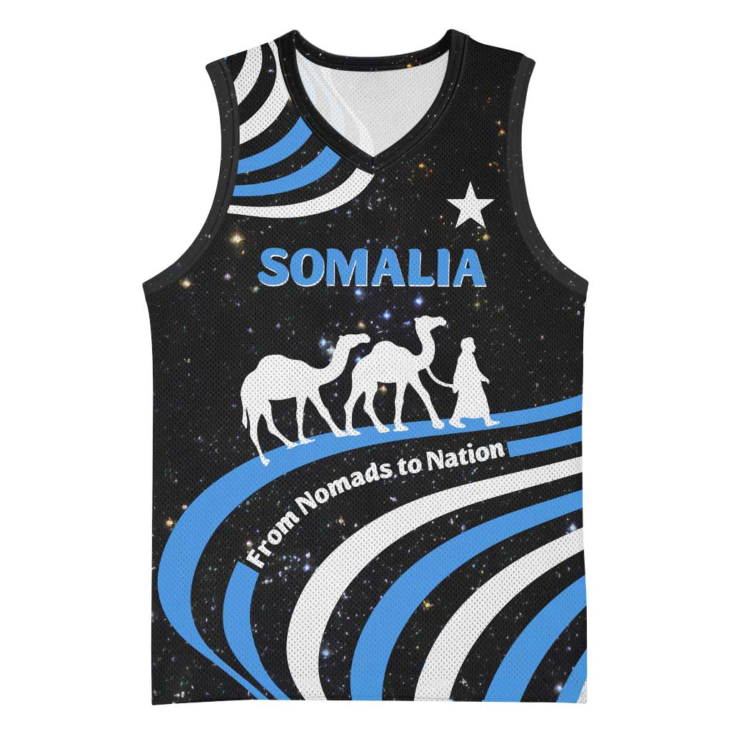 Somalia Basketball Jersey with From Nomads to Nation Camel Galaxy Flag Spirit - African Pride