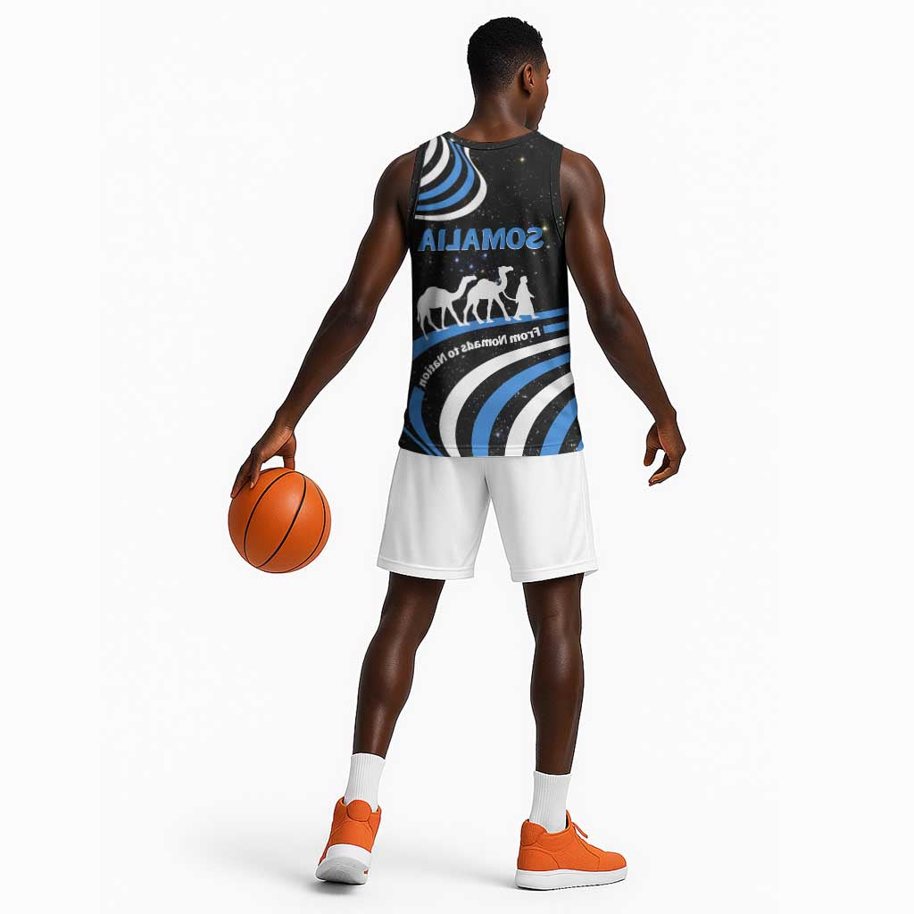 Somalia Basketball Jersey with From Nomads to Nation Camel Galaxy Flag Spirit - African Pride