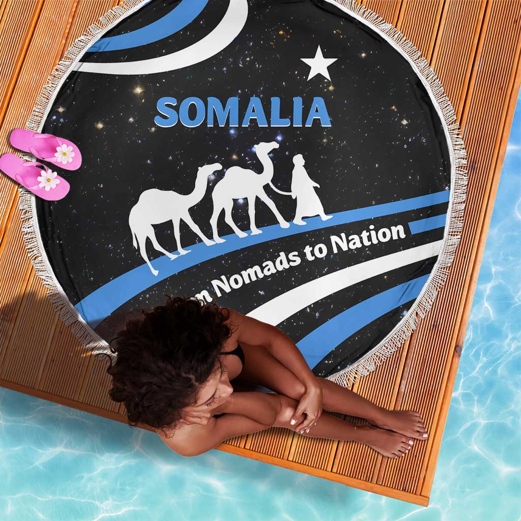 Somalia Beach Blanket with From Nomads to Nation Camel Galaxy Flag Spirit