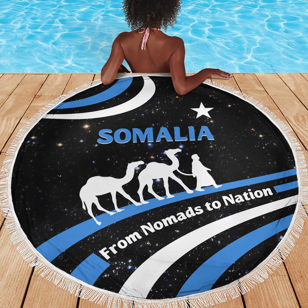 Somalia Beach Blanket with From Nomads to Nation Camel Galaxy Flag Spirit
