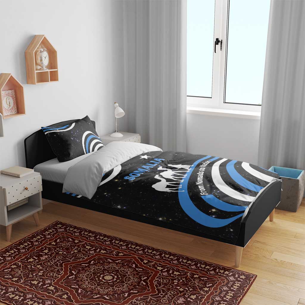 Somalia Bedding Set with From Nomads to Nation Camel Galaxy Flag Spirit