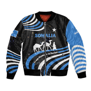Somalia Bomber Jacket with From Nomads to Nation Camel Galaxy Flag Spirit