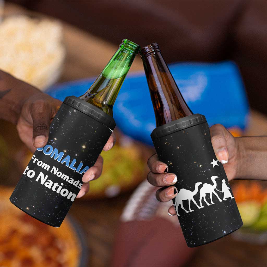 Somalia 4 in 1 Can Cooler Tumbler with From Nomads to Nation Camel Galaxy Flag Spirit