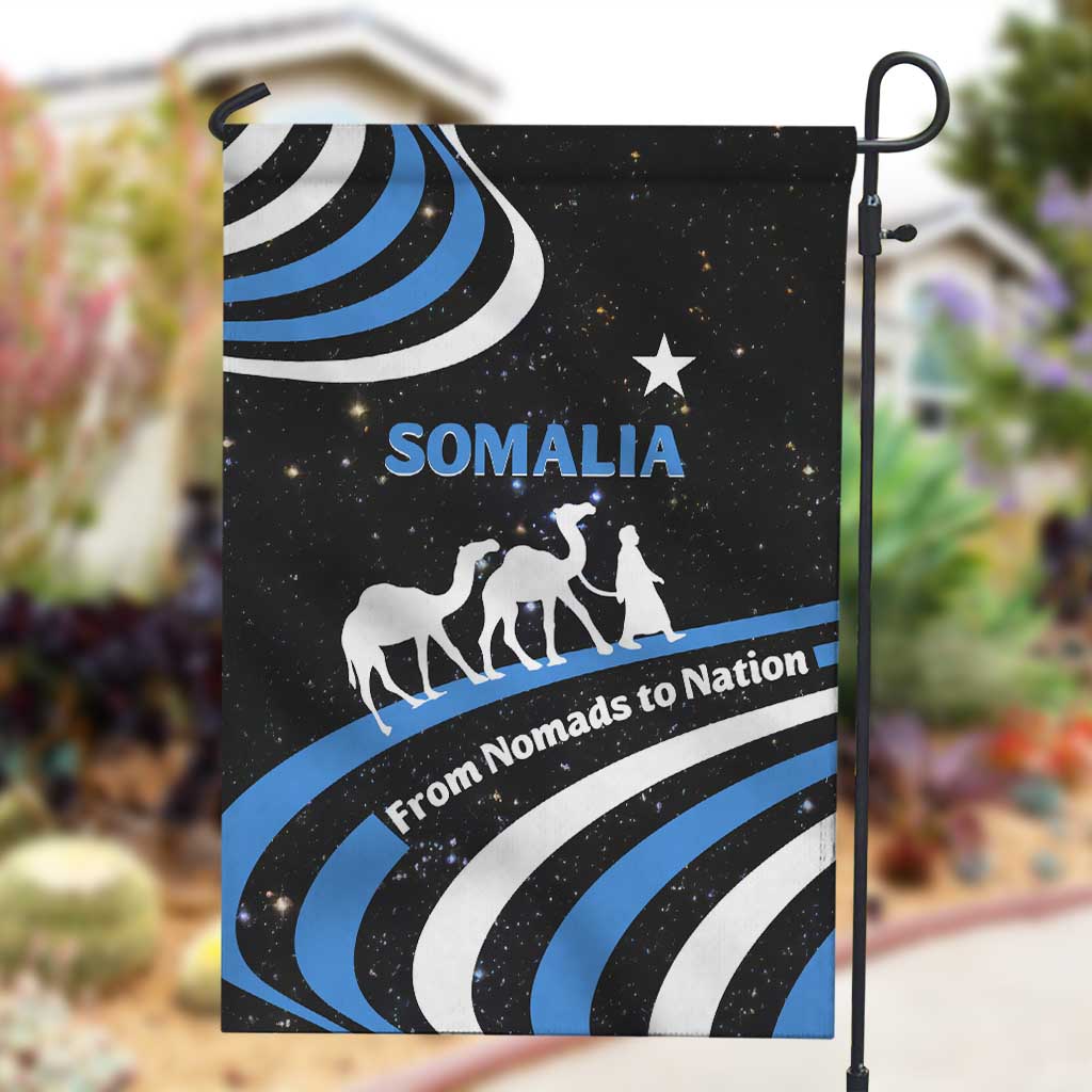 Somalia Garden Flag with From Nomads to Nation Camel Galaxy Flag Spirit