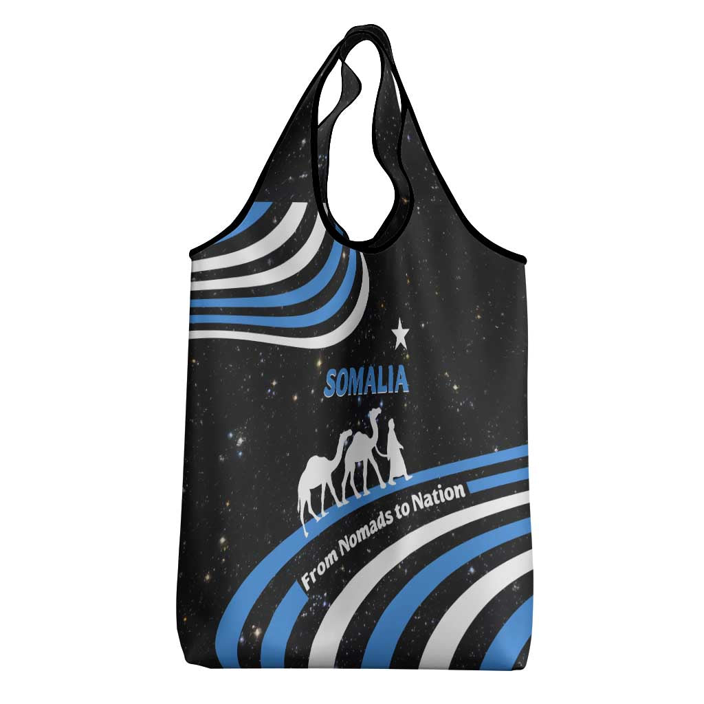 Somalia Grocery Bag with From Nomads to Nation Camel Galaxy Flag Spirit