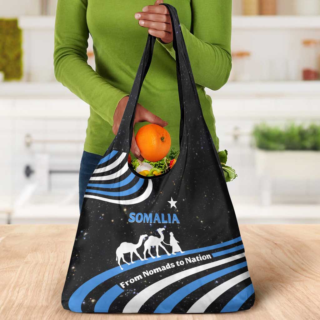 Somalia Grocery Bag with From Nomads to Nation Camel Galaxy Flag Spirit