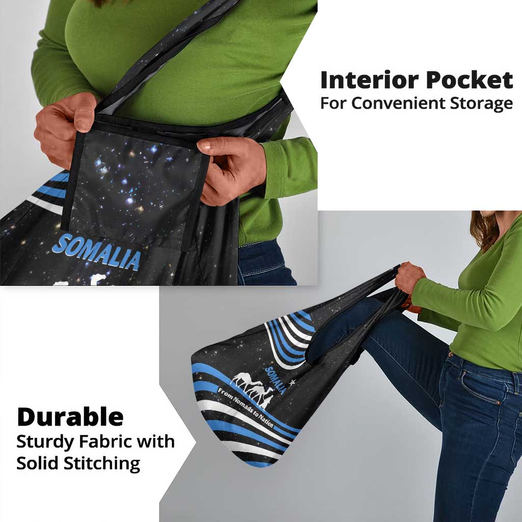 Somalia Grocery Bag with From Nomads to Nation Camel Galaxy Flag Spirit