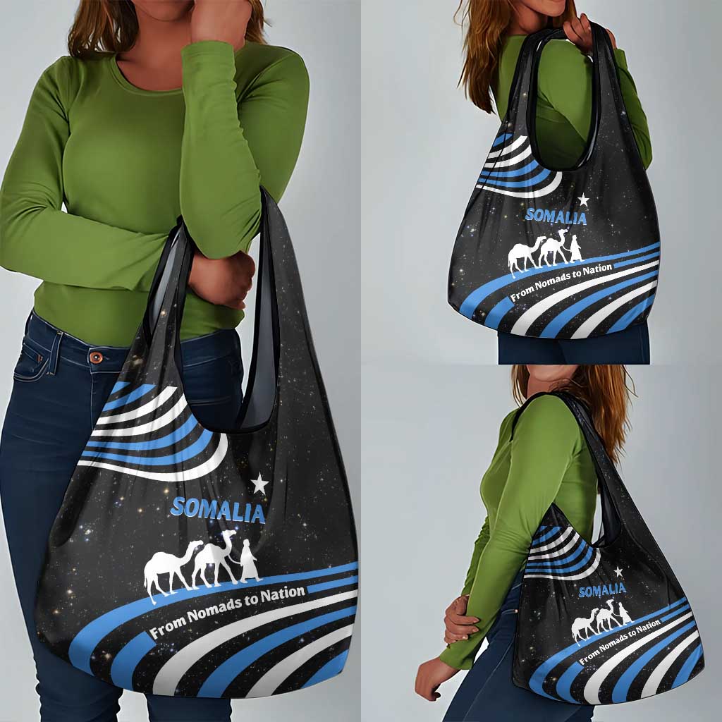 Somalia Grocery Bag with From Nomads to Nation Camel Galaxy Flag Spirit