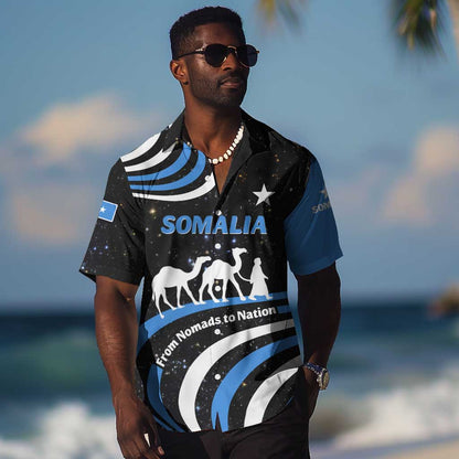 Somalia Hawaiian Shirt with From Nomads to Nation Camel Galaxy Flag Spirit