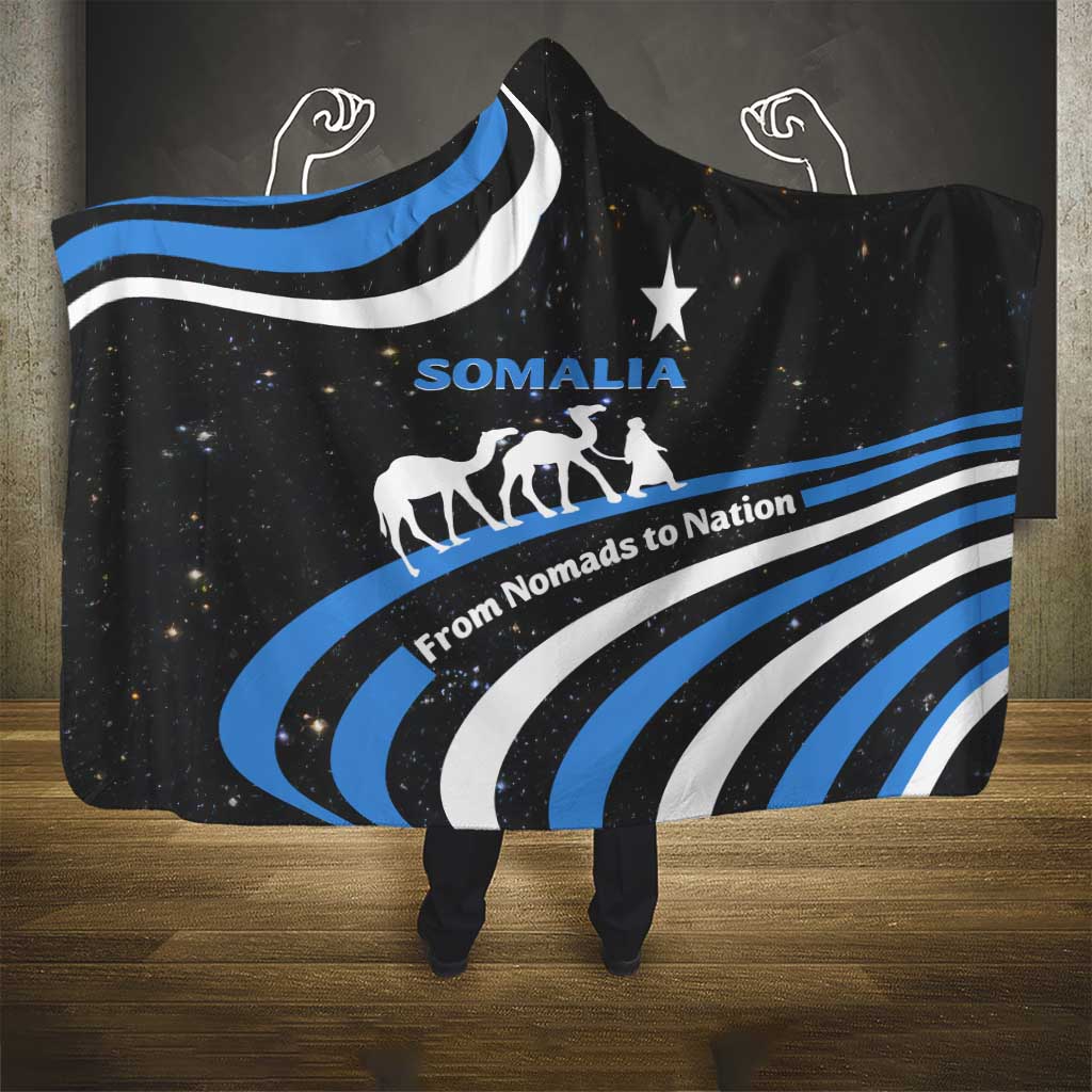 Somalia Hooded Blanket with From Nomads to Nation Camel Galaxy Flag Spirit