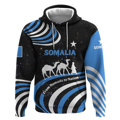 Somalia Hoodie with From Nomads to Nation Camel Galaxy Flag Spirit