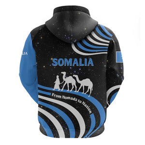 Somalia Hoodie with From Nomads to Nation Camel Galaxy Flag Spirit