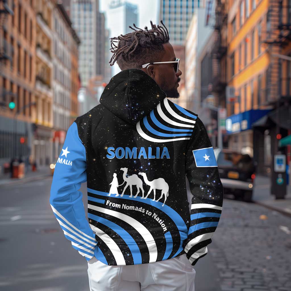 Somalia Hoodie with From Nomads to Nation Camel Galaxy Flag Spirit