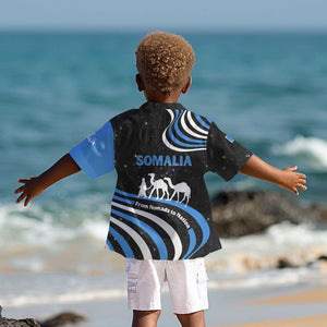 Somalia Kid Hawaiian Shirt with From Nomads to Nation Camel Galaxy Flag Spirit