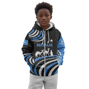 Somalia Kid Hoodie with From Nomads to Nation Camel Galaxy Flag Spirit