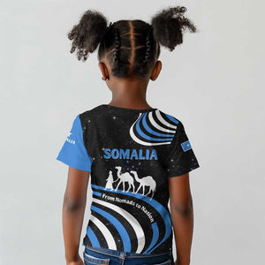 Somalia Kid T shirt with From Nomads to Nation Camel Galaxy Flag Spirit