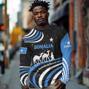 Somalia Long Sleeve Shirt with From Nomads to Nation Camel Galaxy Flag Spirit