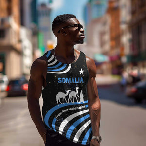Somalia Men Tank Top with From Nomads to Nation Camel Galaxy Flag Spirit