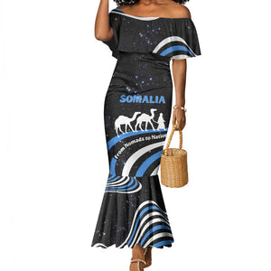 Somalia Mermaid Dress with From Nomads to Nation Camel Galaxy Flag Spirit