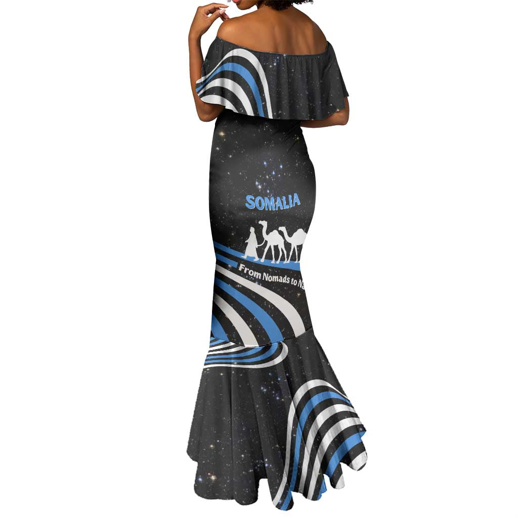 Somalia Mermaid Dress with From Nomads to Nation Camel Galaxy Flag Spirit