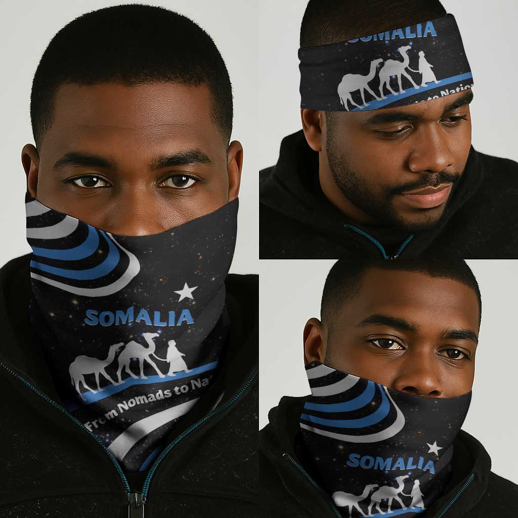 Somalia Neck Gaiter with From Nomads to Nation Camel Galaxy Flag Spirit - African Pride