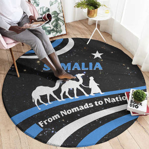 Somalia Round Carpet with From Nomads to Nation Camel Galaxy Flag Spirit