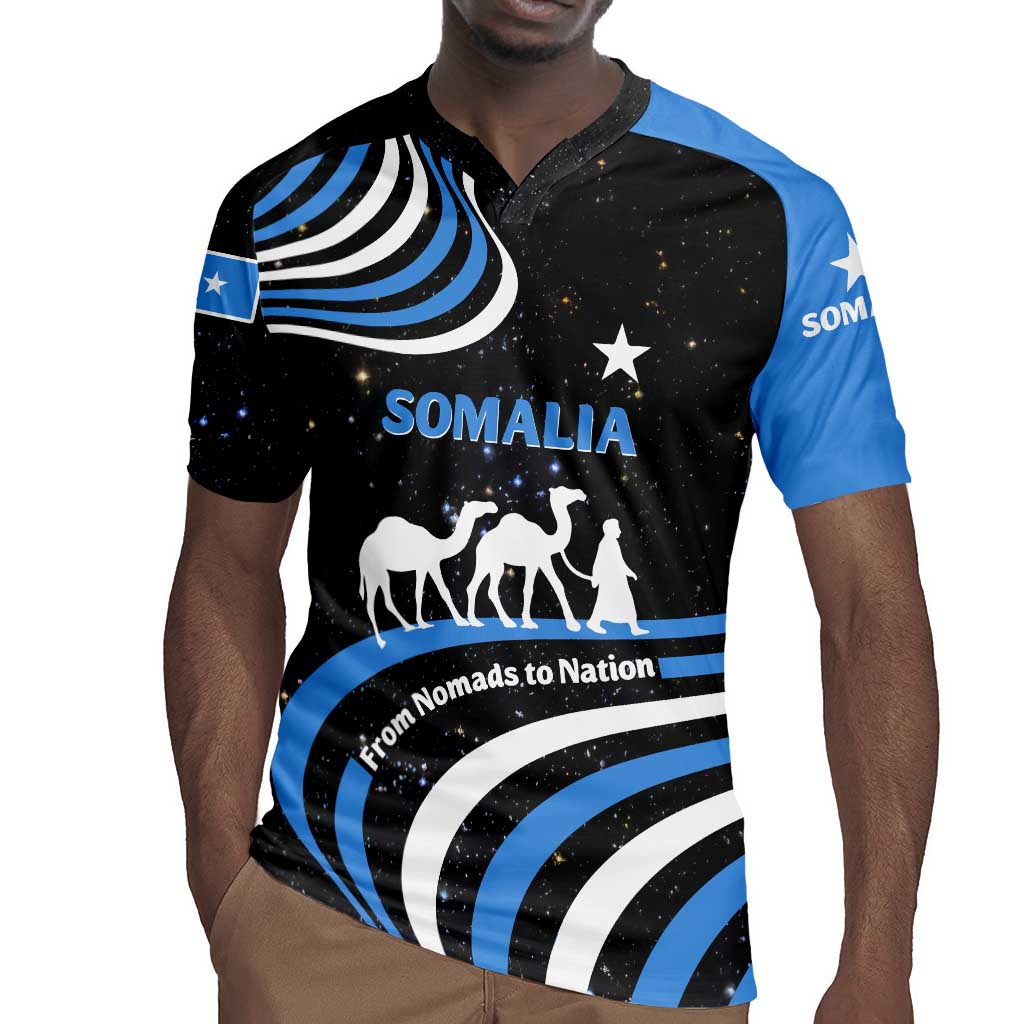 Somalia Rugby Jersey with From Nomads to Nation Camel Galaxy Flag Spirit