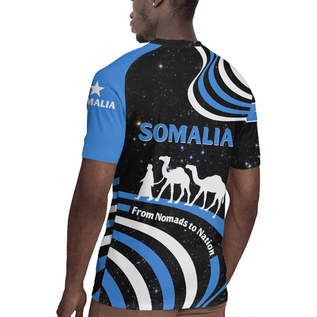 Somalia Rugby Jersey with From Nomads to Nation Camel Galaxy Flag Spirit