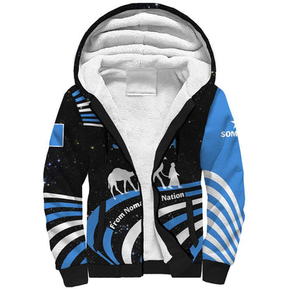 Somalia Sherpa Hoodie with From Nomads to Nation Camel Galaxy Flag Spirit