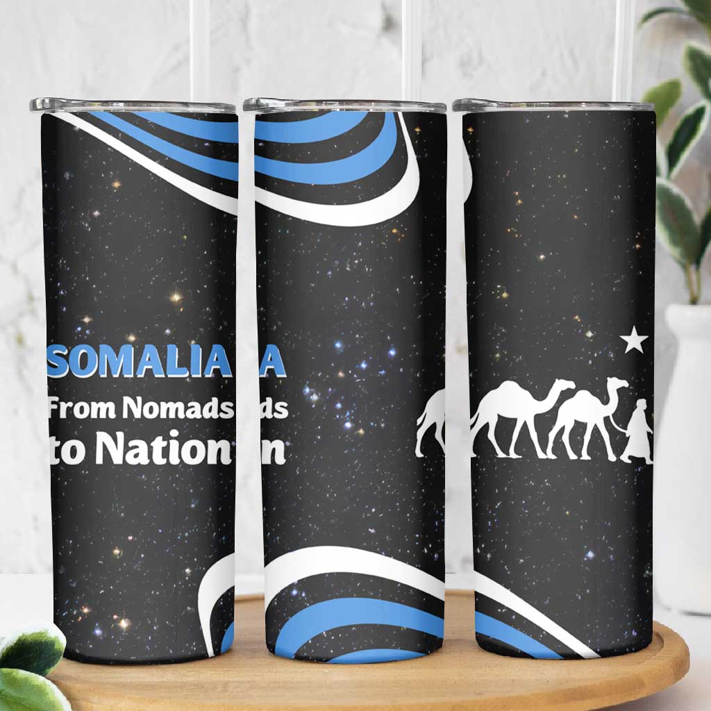 Somalia Skinny Tumbler with From Nomads to Nation Camel Galaxy Flag Spirit